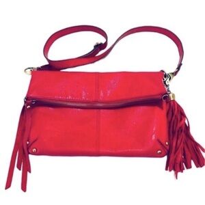 Lucky Brand Red Foldover Crossbody Bag Leather Purse